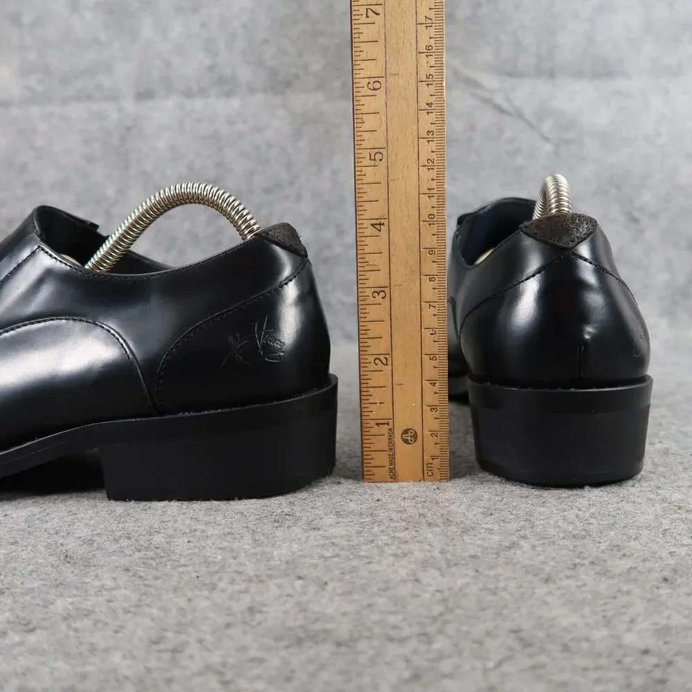 John Fluevog Shoes Mens 7.5 Loafer Slip On Black Leather Diamond Classic Vintage